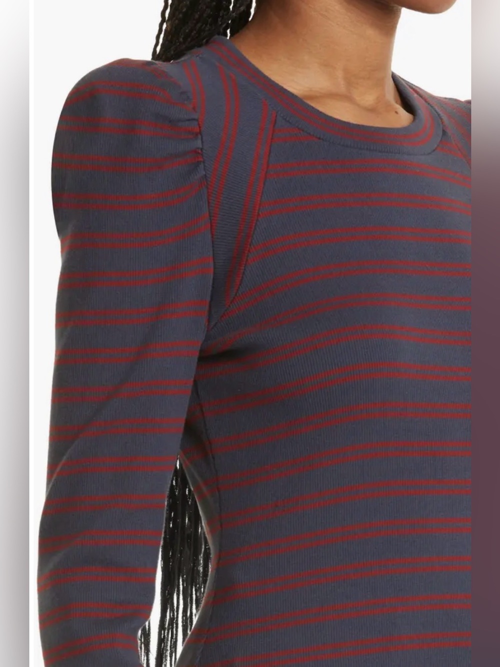 Veronica Beard Delano Stripe Raglan Sleeve Top - Picture 5 of 7